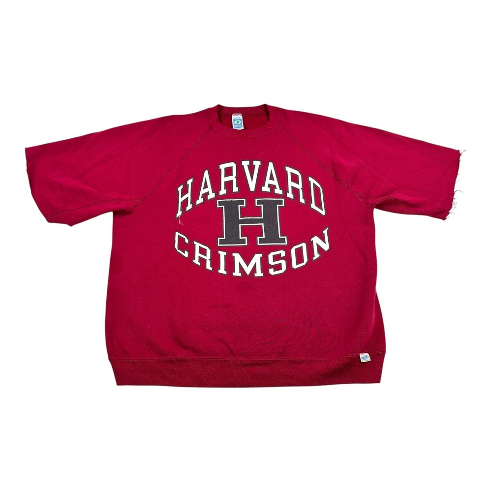 Vintage Harvard Sweatshirt Mens XL Crewneck Cutoff Raglan College 80s